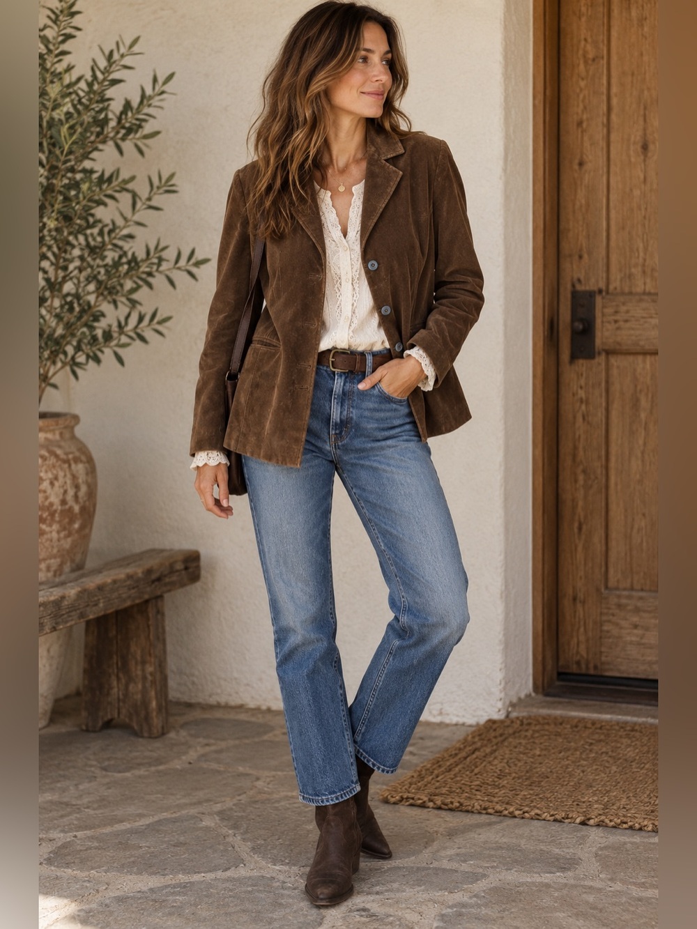 Brandon Thomas Fall Fashion Brown Suede Button-Front Jacket petite Medium